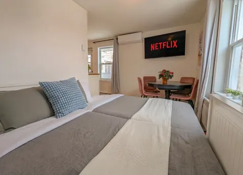 Sofa or daybed set up for sleeping