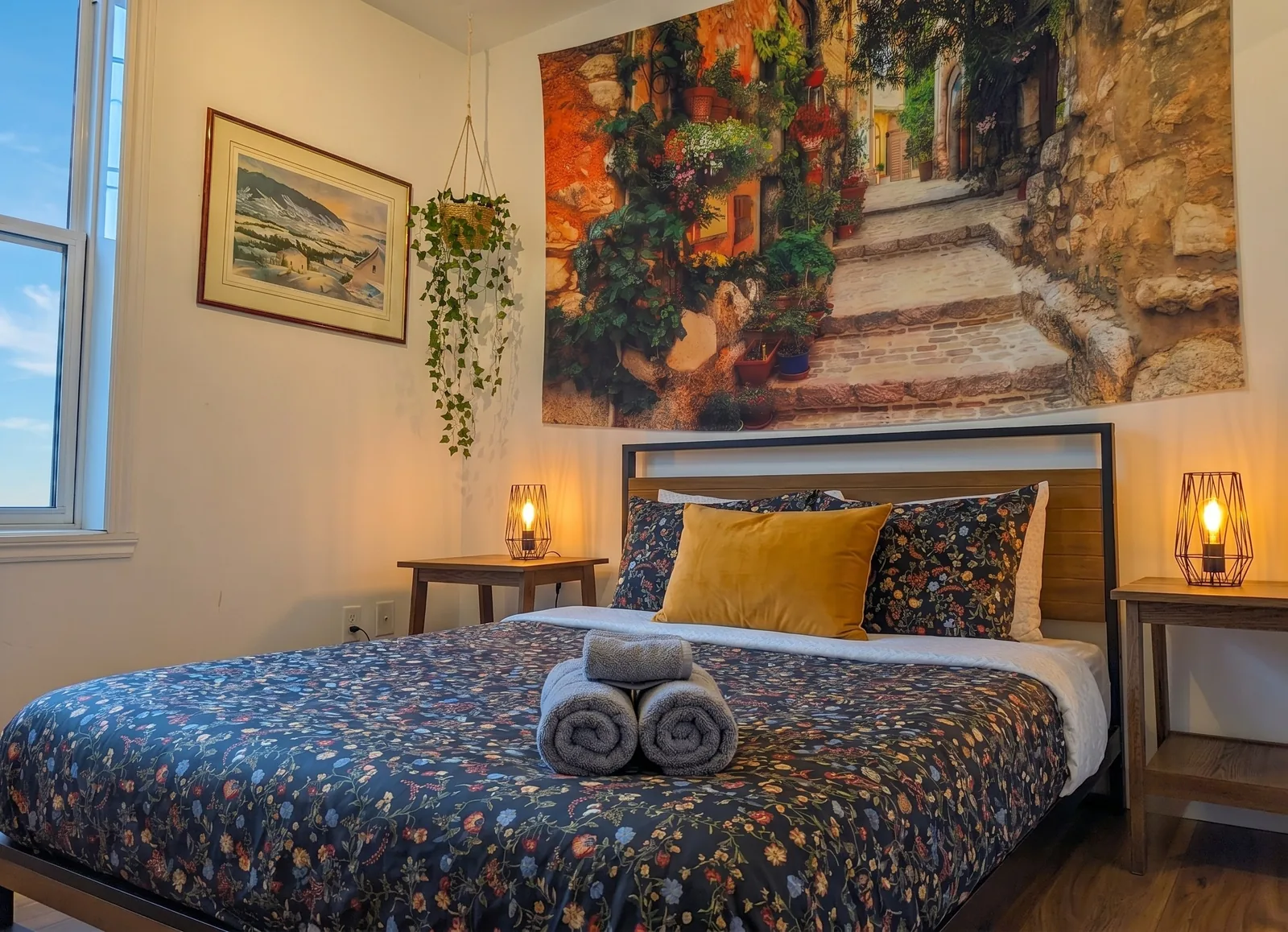 Chambre et lit préparé pour le séjour